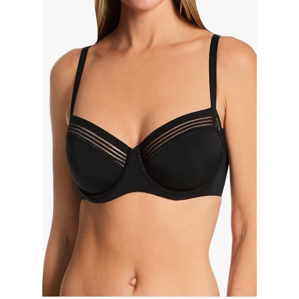 Le Mystère Women's Second Skin Unlined Demi Bra Black 34C NWT $66
